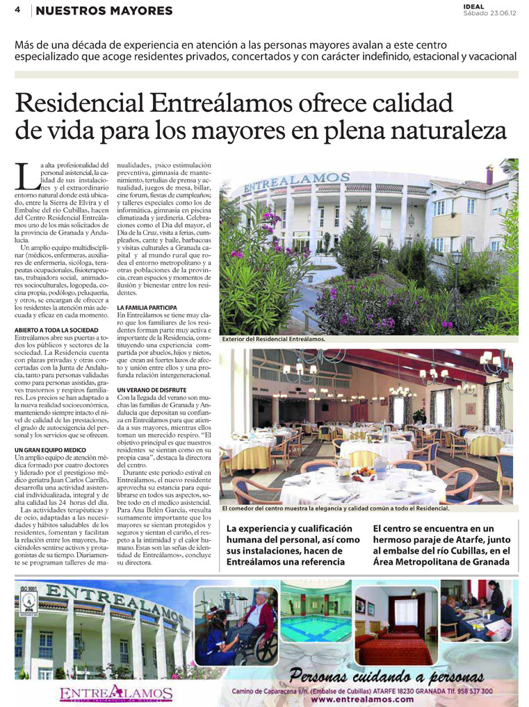Artículo publicado sobre EntreÁlamos en el Ideal de Granada 23-06-12