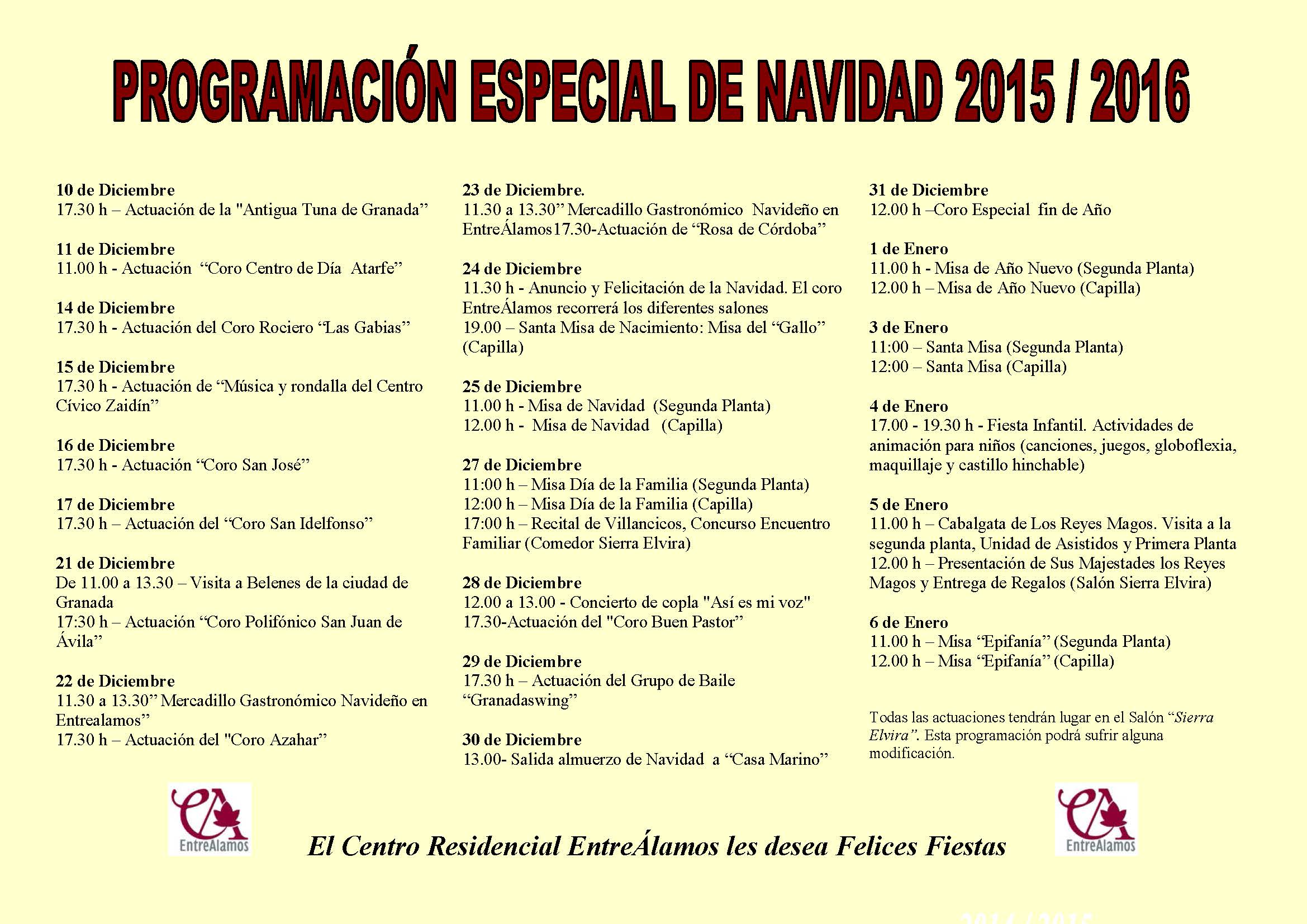 CARTEL PROGRAMACION DE NAVIDAD 2015-2016